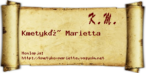 Kmetykó Marietta névjegykártya